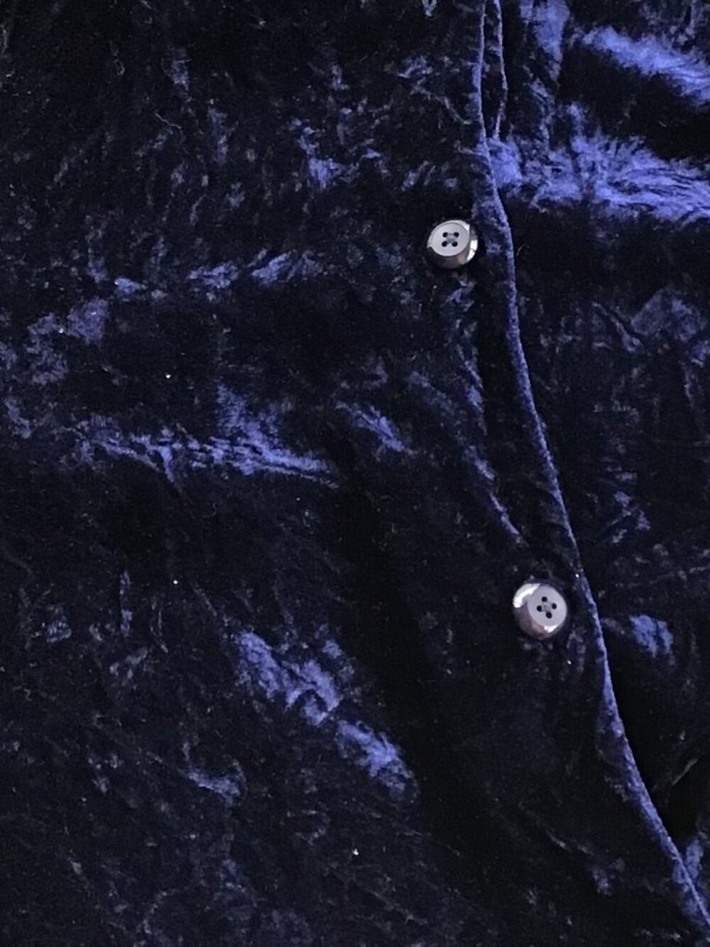 Vintage Womens 26/28 Glam Crushed Blue Velvet Smoking Jacket Coat Silk Gothic - Picture 6 of 7